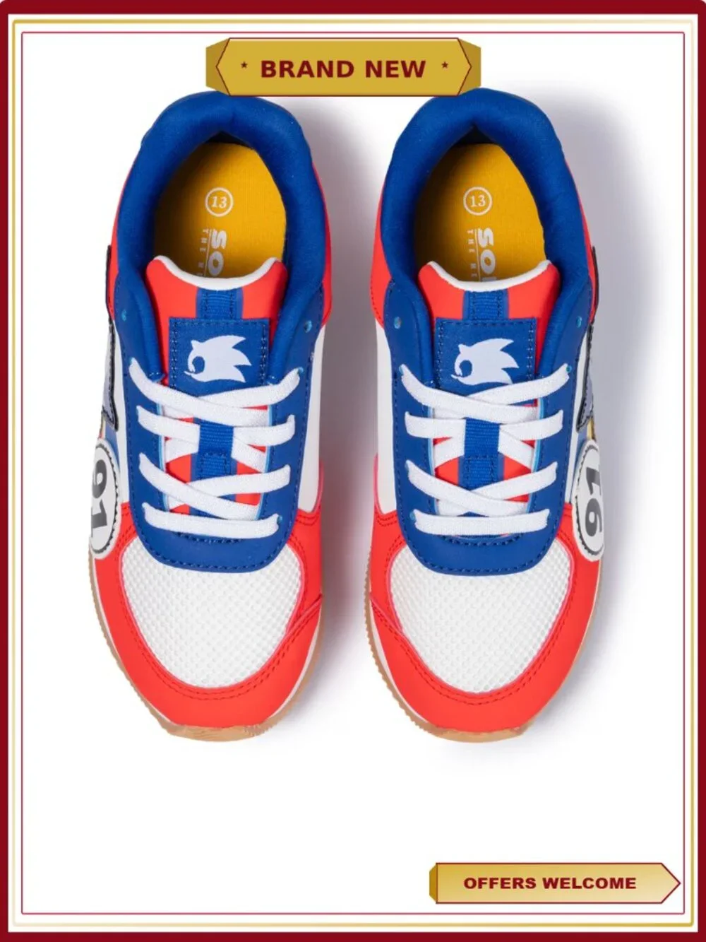 Sonic Boys Athletic Runner Sneakers Mesh PU Lace Up